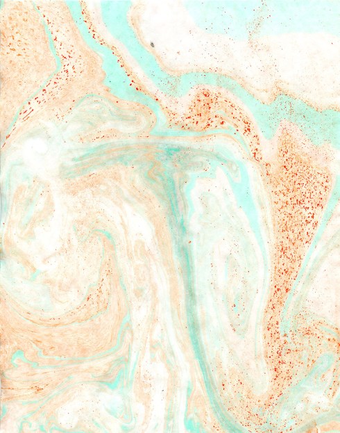 Orange & green, suminagashi print